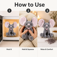 Peluche chauffante et parfumée à la lavande, éléphant, four à micro-ondes, jouet créatif OEM avec graines de lin et lavande