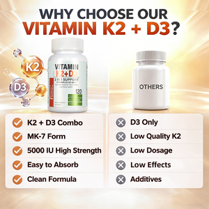 Vitamina K2 y D3 de Alta Calidad, Sin GMO, Favorece Huesos Fuertes, 120 Cápsulas, Vitamina K2 y D3 para Hombres y Mujeres - Product Image 5