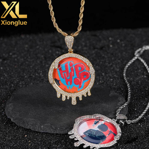 Collar de Latón Chapado en Oro Personalizado con Colgante de Marco de Fotos en Forma de Gota de Agua, Regalo de Joyería Personalizada para Hombres y Mujeres - Product Image 4