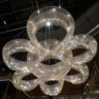 Grand lustre en cristal, motif floral, forme de lustre de hall d'hôtel, personnalisé pour les plafonds hauts