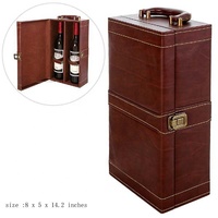 Boîte de luxe étui de transport en cuir boîte-cadeau de vin en cuir PU marron à l'extérieur boîte à vin personnalisée