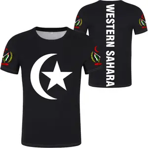Camisetas con logotipo personalizado de la bandera del Sahara Occidental para hombre, ropa única de verano, sublimación, nueva, lisa, de marca