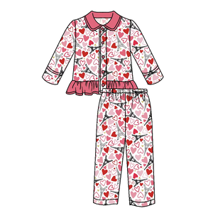 Prix de gros Nouveau style Automne/Hiver Ensembles de pyjamas boutonnés pour garçons et filles Col rond Mignons et confortables Vêtements de nuit - Product Image 3