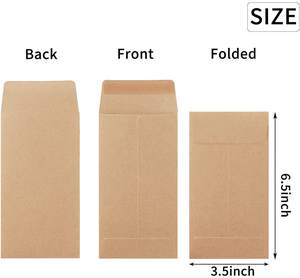 Enveloppe <span class=keywords><strong>en</strong></span> papier kraft recyclé personnalisée Enveloppe à monnaie Enveloppes pour monnaie Enveloppes de semences <span class=keywords><strong>en</strong></span> papier kraft auto-adhésives de haute qualité - Product Image 2