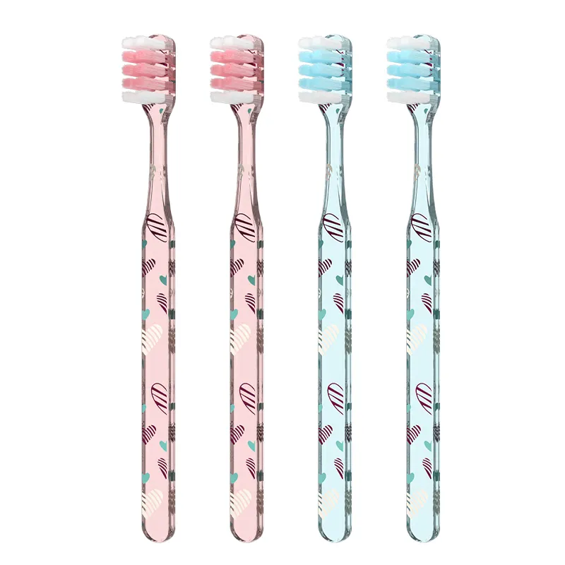 OralGos brosse à dents à manche transparent brosse à dents manuelle blanchissante nouveau design vente de brosse à dents pour adultes