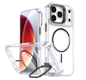 Étui de téléphone transparent magnétique avec support de maintien pour iPhone 11 |   Housse de protection antichoc TPU+PC - Product Image 1
