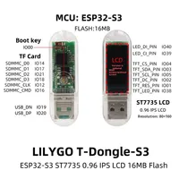 Carte de développement T-Dongle-S3 avec écran LCD de 0,96 pouce, prend en charge le Wi-Fi, le Bluetooth et la carte TF, Chine