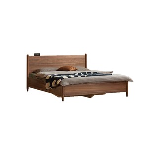 Lit en Bois Massif 1,8 m avec Rangement, Lit Double en Noyer Noir Américain, Rangement Flottant pour Petits Appartements - Product Image 5