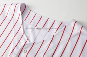 Ropa deportiva transpirable de béisbol y softbol de secado rápido personalizable con bordado retro y estampado de rayas lisas - Product Image 2