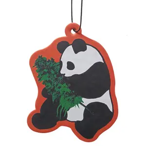 Long lasting custom panda die cut shape paper hanging car air fresheners with different perfume