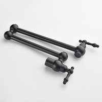 Robinet de remplissage mural noir mat à double articulation, bras pivotant, deux poignées, double robinet d'arrêt, pour cuisinière de cuisine, pliable