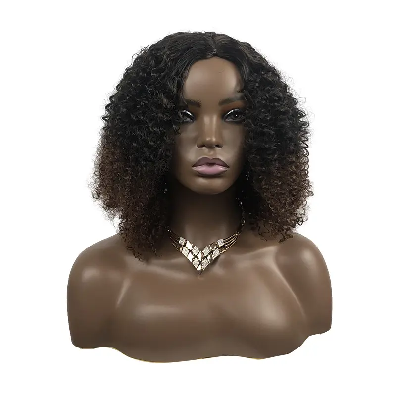 Sıcak satış isıya dayanıklı sentetik uzun yan kısmı kadınlar için Kinky kıvırcık saç orta kısmı Afro dalga peruk saç ekleme