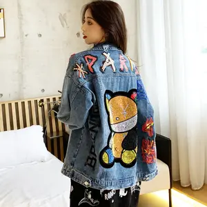 Áo Khoác Đính Cườm Cỡ Lớn Và Áo Khoác Sequin Tay Áo Với Giá Thấp 2022 Áo Khoác Denim Nữ In Cotton Cao Bồi Mùa Xuân Dập Nổi Tiêu Chuẩn