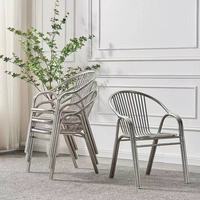 Chaise Moderne en Acier Inoxydable 304 Épaissi avec Accoudoirs, Chaise de Loisirs Individuelle à Dossier pour Balcon, Salle à Manger, Maison, Utilisation Extérieure, Qualité Commerciale