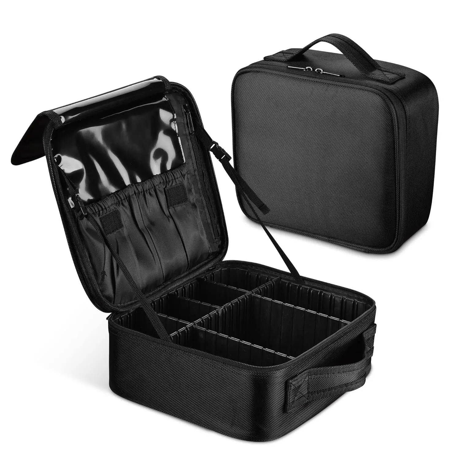 Travel Makeup Case Makeup Organizer Storage Brush Holder with Adjustable Dividers Portable Artist Storage Bag