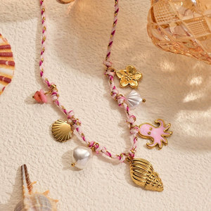 Collares de Moda de Verano, Acero Inoxidable 316L, Chapado en Oro de 14k y 18k, Collar de Cuerda con Conchas Marinas Hawaianas Coloridas para Mujer - Product Image 4