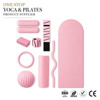 ZENJOY Ensemble d'accessoires de yoga et de Pilates avec haltères en silicone personnalisables (logo et couleur), tapis de yoga, kit de Pilates pour la maison, la salle de sport et le studio