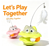 Mainan Kucing Modern Bee Tumbler Game Tray, Mainan Interaktif dengan Bulu, Penghilang Kebosanan, Tongkat & Penggoda Kucing