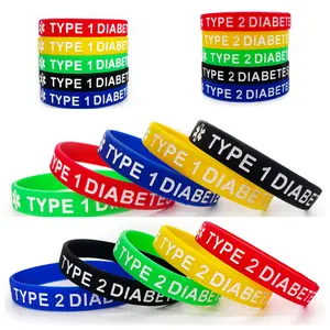 Type un 1 2 deux diabète alerte médicale bracelet personnalisé élastique personnalisé bracelet en silicone bracelets personnalisés
