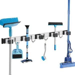 Kim loại treo tường chổi và người giữ Cây Lau Nhà tổ chức kẹp kẹp tự dính để lưu trữ và truy cập thuận tiện - Product Image 1