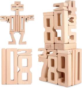 Blocs de construction en bois avec chiffres de 1 à 10, 32 pièces, jouets éducatifs mathématiques pour enfants et tout-petits de 3 ans et plus - Product Image 4