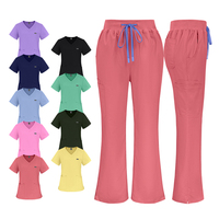 Ensemble de blouses d'infirmière extensibles dans 4 directions, uniforme professionnel à col en V avec plusieurs poches, ensembles d'uniformes personnalisés pour hôpital