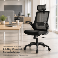 Fauteuil ergonomique moderne en mousse avec hauteur réglable et base pivotante pour bureau à domicile et chambre