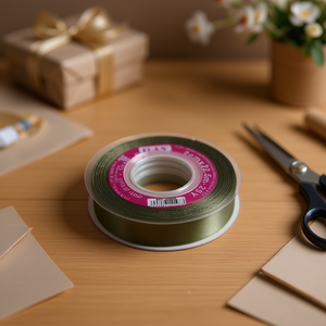 ริบบิ้นผ้าซาติน 2.0 ซม. 25 หลา สีเขียวมะกอก D-45 10298 - Product Image 2