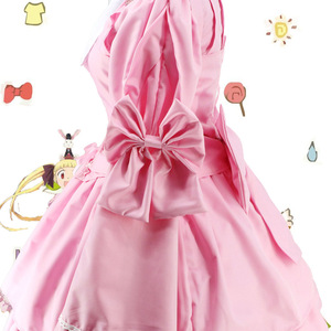Alice And Zoroku Pink Lolita Maid Dress Costume For Cosplay Anime Character Summer 2020 Sana Polyester Peach Skin - Product Image 3