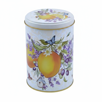 1.1l Vintage Bloemen En Fruit Decoratieve Kunst-Rustiek Provençaals Ontwerp Ø105X150Mm Ronde Metalen Blikken Doos Ambachtelijke Ambachtelijke Benodigdheden