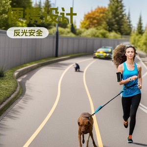 Portable <b>Running</b> Reflective Double Retractable Dog Leash For <b>Pet</b> Outdoor Use - Product Image 1