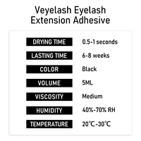Colle pour extensions de cils VEYES, personnalisée, hypoallergénique, résistante à l'eau, séchage rapide, longue durée, colle liquide sensible, flacon de colle pour cils