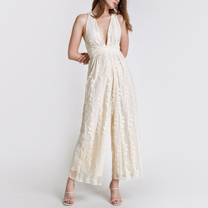Summer Fashion Backless Lace White Women pagliaccetti <span class=keywords><strong>tuta</strong></span> elegante per donna Casual gamba larga <span class=keywords><strong>tuta</strong></span> donna 2023 - Product Image 6