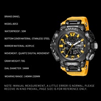 Montre de sport pour homme SMAEL, étanche, avec cadran LED en acrylique lumineux, alarme, chronomètre, mouvement à quartz japonais, 50 bars d'étanchéité