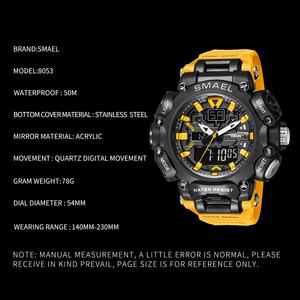 Montres pour hommes SMAEL, montres de sport, montres étanches pour l'extérieur, affichage de la date, alarme LED, chronomètre pour hommes SM-8053 - Product Image 5