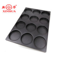 Meistverkaufte Hamburgerbrötchen-Backform Aluminium-Stahl Antihaft-Muffin-Backblech