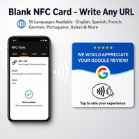 Carte de table en acrylique personnalisable avec 16 options de langues, carte NFC vierge pour avis Google, réinscriptible 100 000 fois, boostez vos avis à 5 étoiles
