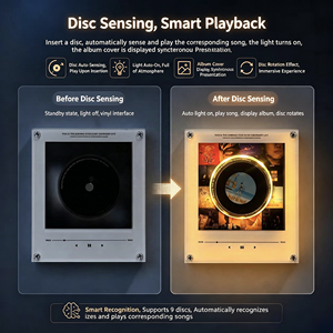 Imán de Refrigerador Personalizado con Reproductor de CD NFC <span class=keywords><strong>Drake</strong></span> |   Imán Giratorio Estilo Vinilo, 9 <span class=keywords><strong>Discos</strong></span> Personalizables, Luz Nocturna Decorativa para el Hogar, MOQ Bajo - Product Image 2
