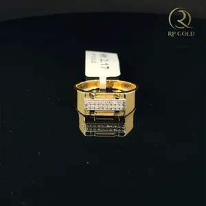 Elegant gold ring with sparkling <b>stones</b> modern design for men stylish jewelry perfect for daily wear and special occasions - Product Image 3