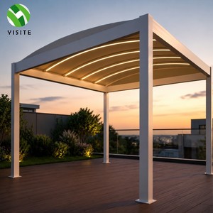 Pérgola Comercial de Aluminio con Techo Curvo, Impermeable, Protección Solar, Motorizada, para Cafetería, Restaurante, Terraza - Product Image 3