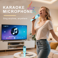 Microphone Karaoké Portable Sans Fil Bluetooth avec Haut-Parleur, Lumière RGB, Batterie Remplaçable OEM Personnalisée et Son de Qualité pour Fêtes