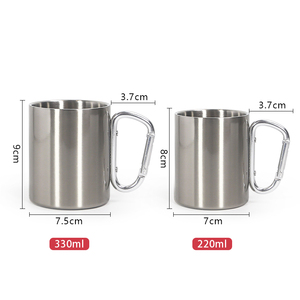Camping Carabiner <b>Coffee</b> Drinking Folding Mug Handle Stainless Steel Double Wall Vacuum Insulated BPA Free Leak-Proof Portable - Product Image 2