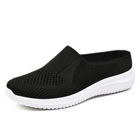 XRH En gros : Chaussons en maille tricotée, Chaussures plates style marche roses, Chaussures décontractées à enfiler violettes, avec logo personnalisé, pour femmes et mères