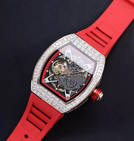 Montres mécaniques de luxe en acier, lumineuses, à mouvement squelette cristallin, conçues et fabriquées en usine par lots, pour marque privée