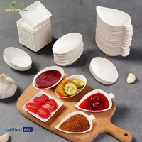 Assiette à sauce jetable en pulpe de canne à sucre en forme d'œuf, compostable, écologique, mini-plat de service pour traiteur
