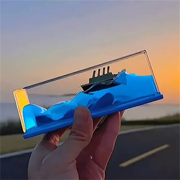 Botella Flotante Con Barco Acrílico Y Iceberg - Decoración De Escritorio Inspirada En El Titanic | Barco Que Navega En Líquido | Regalo Simbólico De Amor Y Valentía