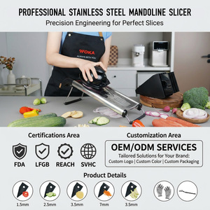 Coupe-légumes multifonction Offre Spéciale trancheuse mandoline en acier inoxydable trancheuse hachoir avec support de sécurité - Product Image 1