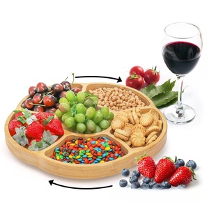 Wooden Rotating Serving <b>Tray</b> With 6 Compartments For <b>Snacks</b> Nuts Candy And Fruit Party Platter - Product Image 3