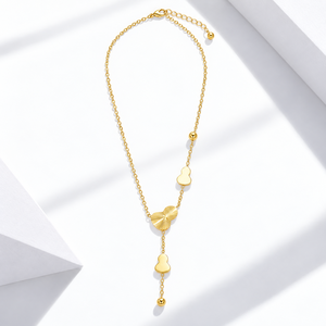 Collar con Motivo de Calabaza Dorada en Acero Inoxidable, Baño de Oro de 24K, 42 + 5 cm, 5 g - Product Image 1