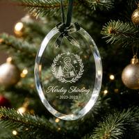 Ornements de Noël en verre transparent HBL en gros, personnalisables avec logo, pendentifs en cristal, décorations suspendues claires